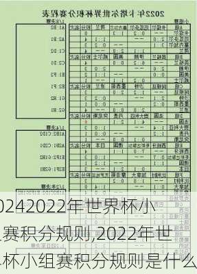 2022年世界杯小组赛积分规则,2022年世界杯小组赛积分规则是什么