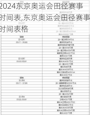 东京奥运会田径赛事时间表,东京奥运会田径赛事时间表格