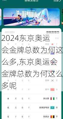 东京奥运会金牌总数为何这么多,东京奥运会金牌总数为何这么多呢