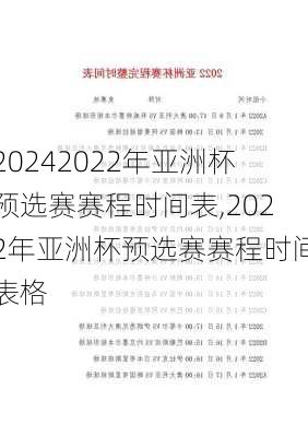 2022年亚洲杯预选赛赛程时间表,2022年亚洲杯预选赛赛程时间表格