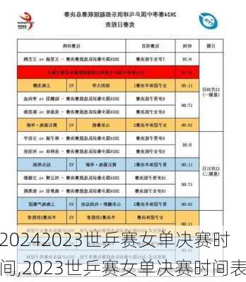 2023世乒赛女单决赛时间,2023世乒赛女单决赛时间表