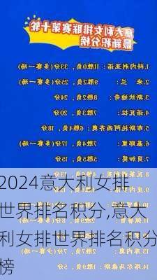 意大利女排世界排名积分,意大利女排世界排名积分榜