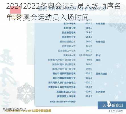 2022冬奥会运动员入场顺序名单,冬奥会运动员入场时间