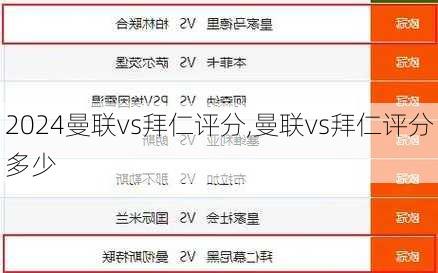 曼联vs拜仁评分,曼联vs拜仁评分多少
