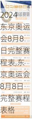 东京奥运会8月8日完整赛程表,东京奥运会8月8日完整赛程表格