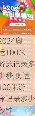 奥运100米游泳记录多少秒,奥运100米游泳记录多少秒钟
