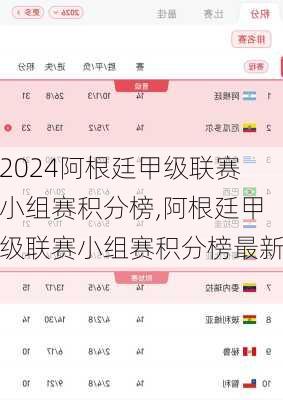 阿根廷甲级联赛小组赛积分榜,阿根廷甲级联赛小组赛积分榜最新