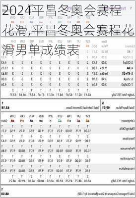 平昌冬奥会赛程花滑,平昌冬奥会赛程花滑男单成绩表