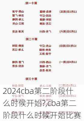 cba第二阶段什么时候开始?,cba第二阶段什么时候开始比赛
