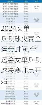 女单乒乓球决赛全运会时间,全运会女单乒乓球决赛几点开始