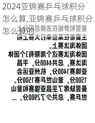 亚锦赛乒乓球积分怎么算,亚锦赛乒乓球积分怎么算的