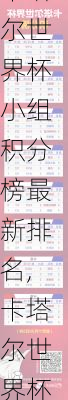 卡塔尔世界杯小组积分榜最新排名,卡塔尔世界杯小组赛积分