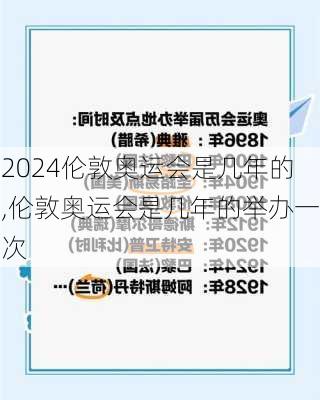 伦敦奥运会是几年的,伦敦奥运会是几年的举办一次