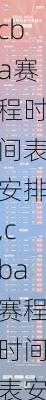 cba赛程时间表安排,cba赛程时间表安排最新