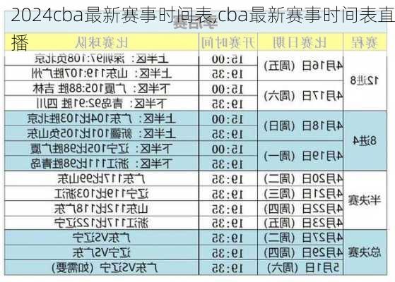 cba最新赛事时间表,cba最新赛事时间表直播