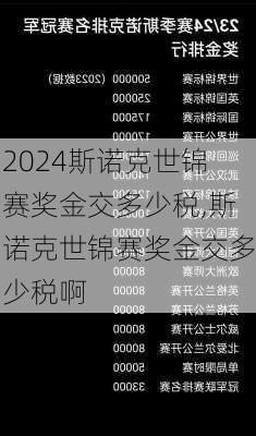 斯诺克世锦赛奖金交多少税,斯诺克世锦赛奖金交多少税啊