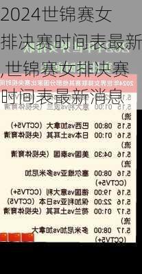 世锦赛女排决赛时间表最新,世锦赛女排决赛时间表最新消息