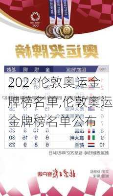 伦敦奥运金牌榜名单,伦敦奥运金牌榜名单公布