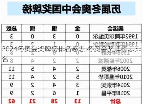 冬奥会奖牌榜排名感想,冬奥会奖牌榜总排名
