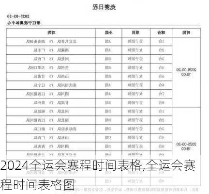 全运会赛程时间表格,全运会赛程时间表格图