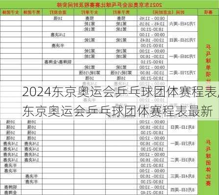 东京奥运会乒乓球团体赛程表,东京奥运会乒乓球团体赛程表最新