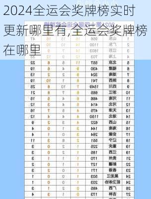 全运会奖牌榜实时更新哪里有,全运会奖牌榜在哪里