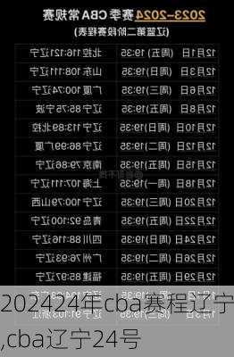 24年cba赛程辽宁,cba辽宁24号