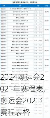 奥运会2021年赛程表,奥运会2021年赛程表格