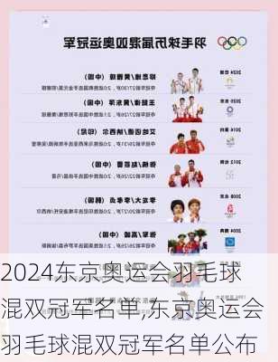 东京奥运会羽毛球混双冠军名单,东京奥运会羽毛球混双冠军名单公布