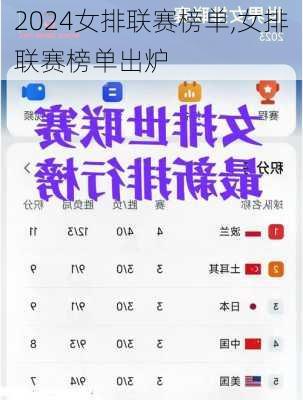 女排联赛榜单,女排联赛榜单出炉
