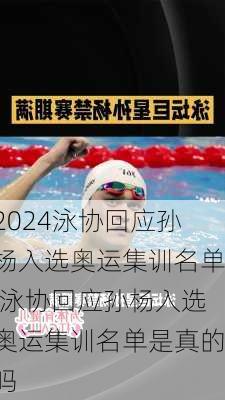 泳协回应孙杨入选奥运集训名单,泳协回应孙杨入选奥运集训名单是真的吗