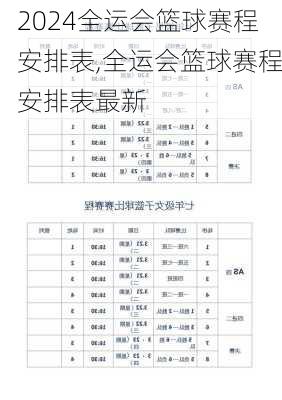 全运会篮球赛程安排表,全运会篮球赛程安排表最新