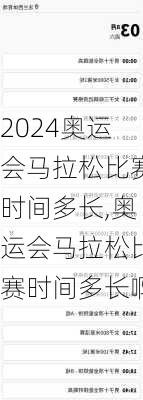 奥运会马拉松比赛时间多长,奥运会马拉松比赛时间多长啊