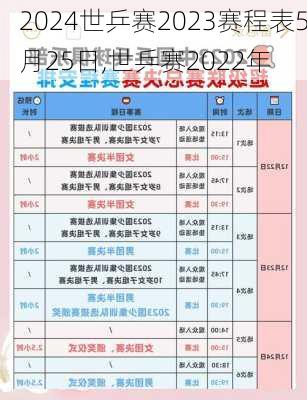 世乒赛2023赛程表5月25日,世乒赛2022年