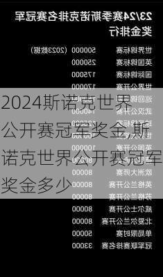 斯诺克世界公开赛冠军奖金,斯诺克世界公开赛冠军奖金多少