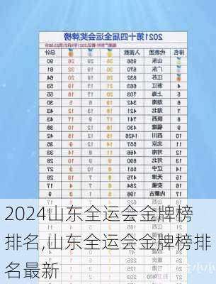 山东全运会金牌榜排名,山东全运会金牌榜排名最新
