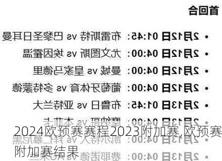 欧预赛赛程2023附加赛,欧预赛附加赛结果