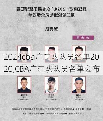 cba广东队队员名单2020,CBA广东队队员名单公布
