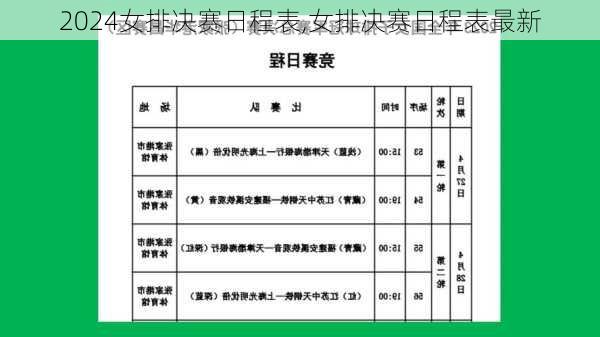 女排决赛日程表,女排决赛日程表最新