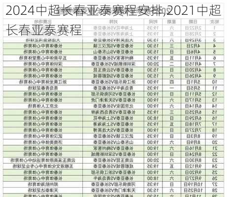 中超长春亚泰赛程安排,2021中超长春亚泰赛程