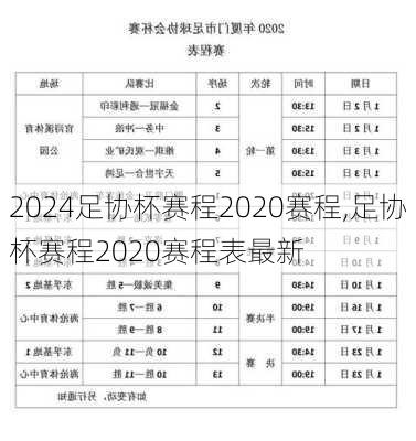 足协杯赛程2020赛程,足协杯赛程2020赛程表最新