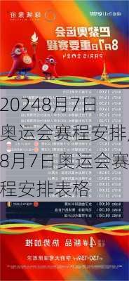 8月7日奥运会赛程安排,8月7日奥运会赛程安排表格