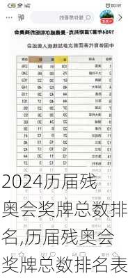 历届残奥会奖牌总数排名,历届残奥会奖牌总数排名表