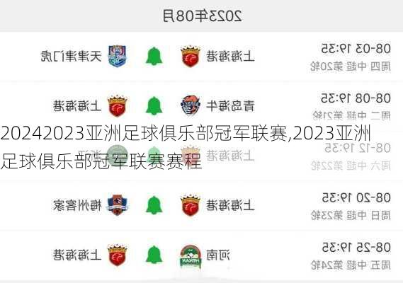 2023亚洲足球俱乐部冠军联赛,2023亚洲足球俱乐部冠军联赛赛程