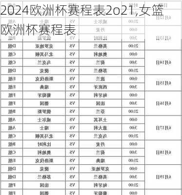 欧洲杯赛程表2o21,女篮欧洲杯赛程表