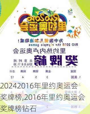 2016年里约奥运会奖牌榜,2016年里约奥运会奖牌榜钻石