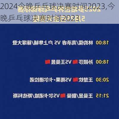 今晚乒乓球决赛时间2023,今晚乒乓球决赛时间2023