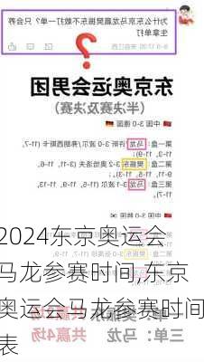 东京奥运会马龙参赛时间,东京奥运会马龙参赛时间表