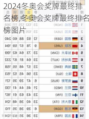 冬奥会奖牌最终排名榜,冬奥会奖牌最终排名榜图片