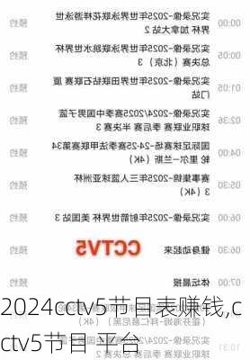 cctv5节目表赚钱,cctv5节目 平台